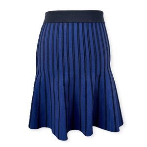 Maje Blue and Black Striped Knit Stretch Skirt
